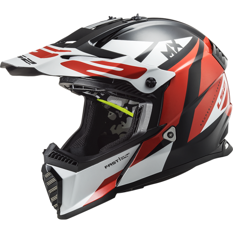 Кроссовый шлем LS2 MX437 Evo Strike Black White Red