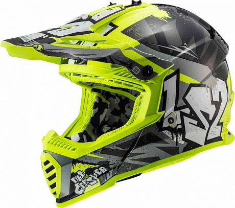 Кроссовый шлемч MX437 Fast Crusher LS2 Черно-желтый M