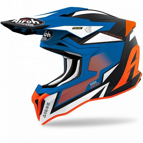 Шлем кроссовый Airoh Strycker Axe, Orange/Blue Matt S