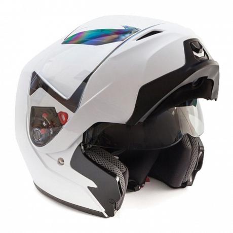 Шлем модуляр с солнцезащитными очками GSB G-339 White Glossy S