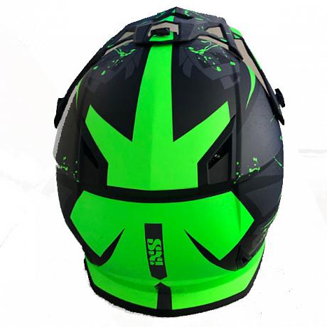 Кроссовый шлем IXS HX 361 2.0, чёрный/зелёный
