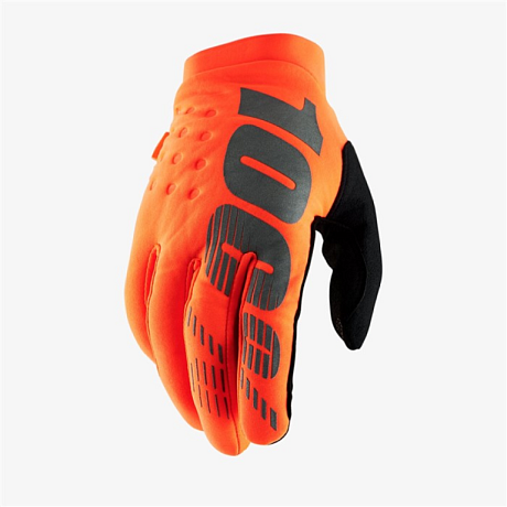 Мотоперчатки текстильные подростковые 100% Brisker Fluo Orange 2021